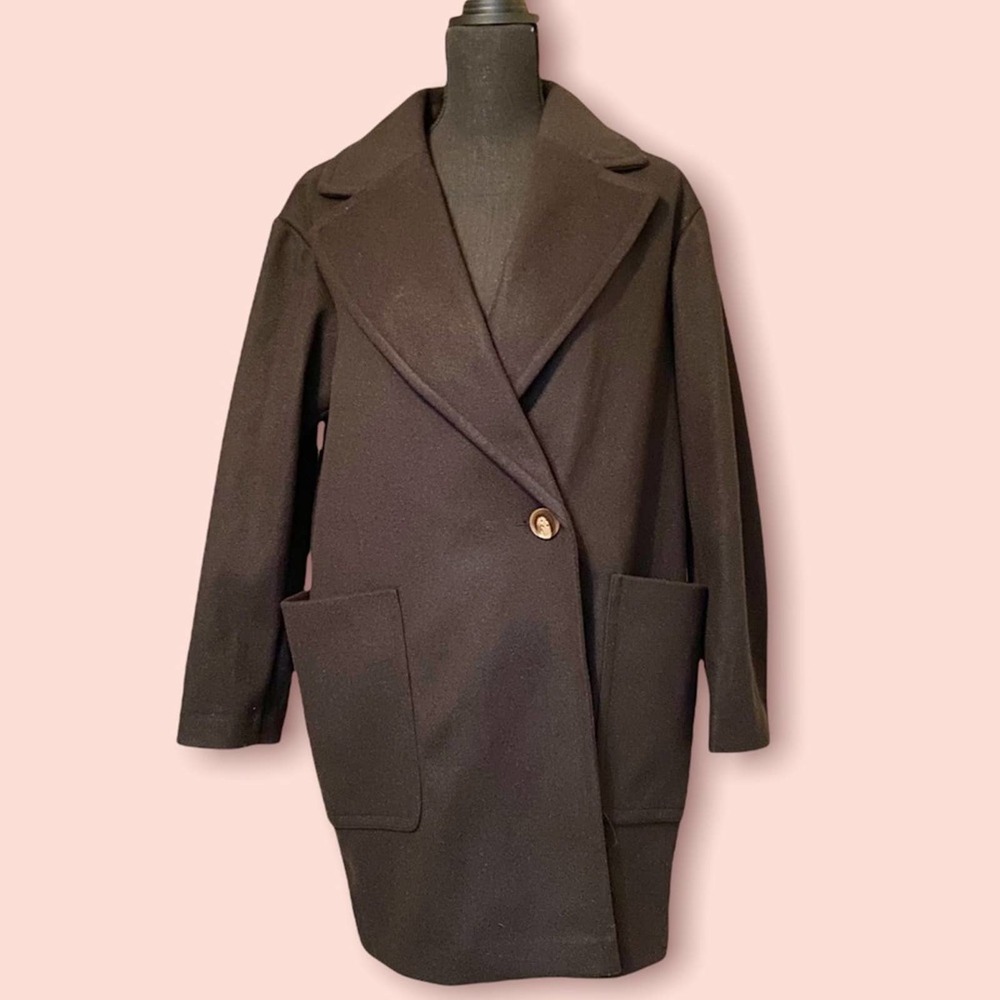 TOPSHOP COAT BLACK PETITE SIZE 6